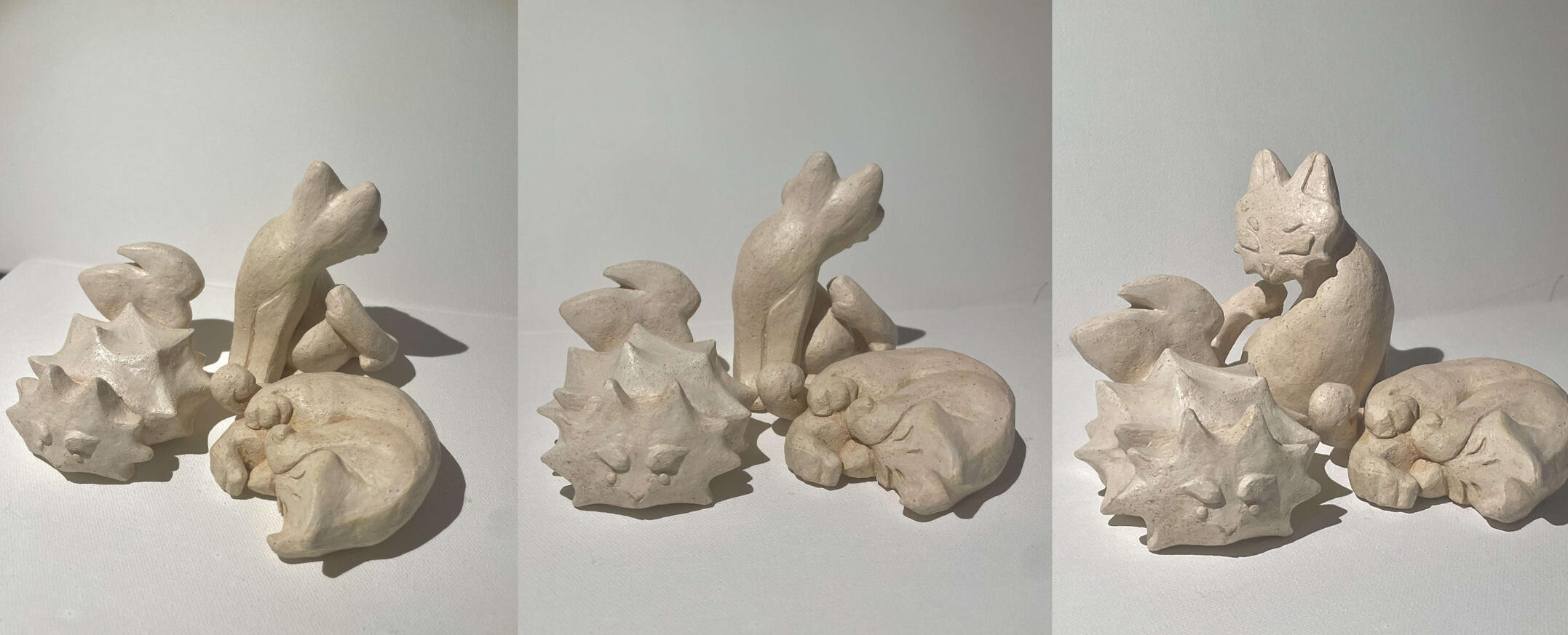 Cats, Cats, Cats (2023) - A series of stoneware cats I created based on the ones I see roaming the neighborhood from time to time.