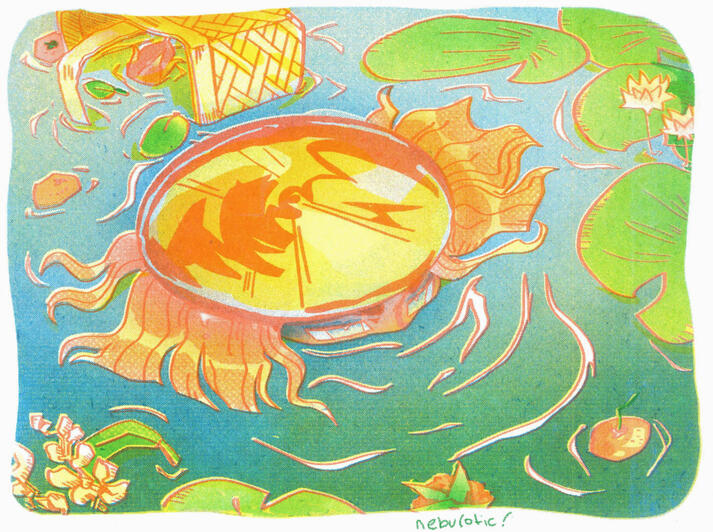 wet tét, printed with Red, Blue, and Yellow